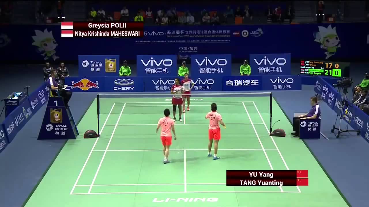 Tang Yuanting  Yu Yang vs N K Maheswari  Greysia Polii   Badminton 2015