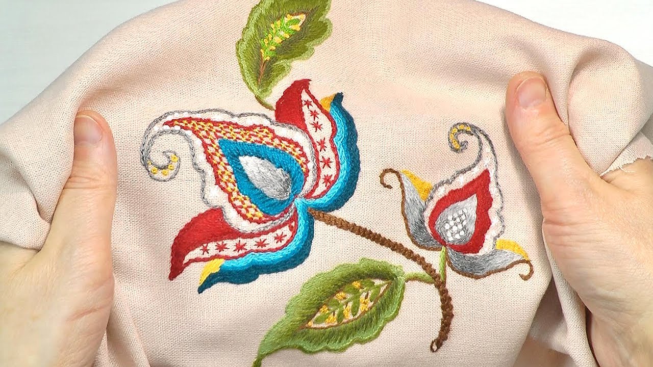 Crewel Work | Very Easy Stitches & Beautiful Design | Jacobean embroidery In detail