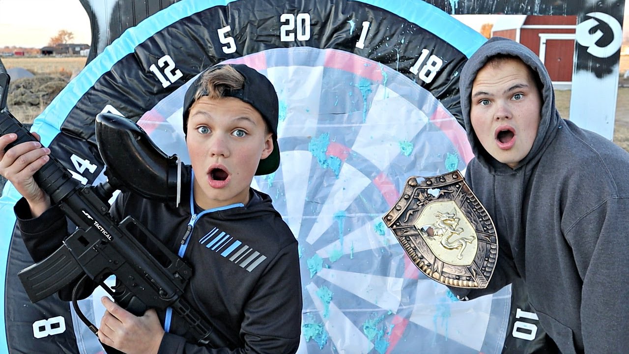 Giant DARTBOARD! Paintball vs Goalie