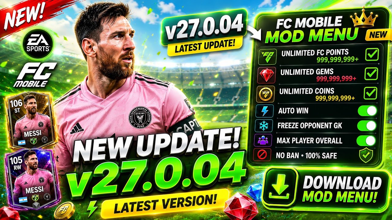 Мод меню FC Mobile 27.0.04 бесконечные деньги | FC Mobile мод APK | Мод меню FC Mobile