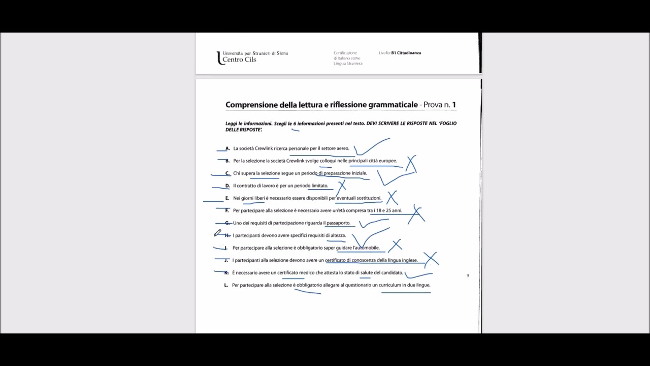 CILS B1 Cittadinanza | aprile 2023 | Comprensione della lettura e riflessione grammaticale