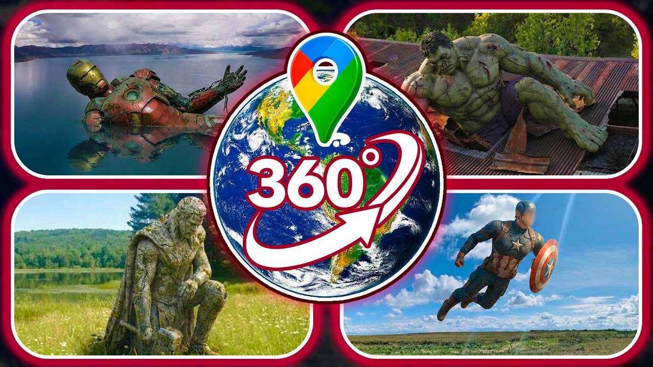 😱 TOP 4 Giant Marvel Characters Found on Google Maps! | VR 360°