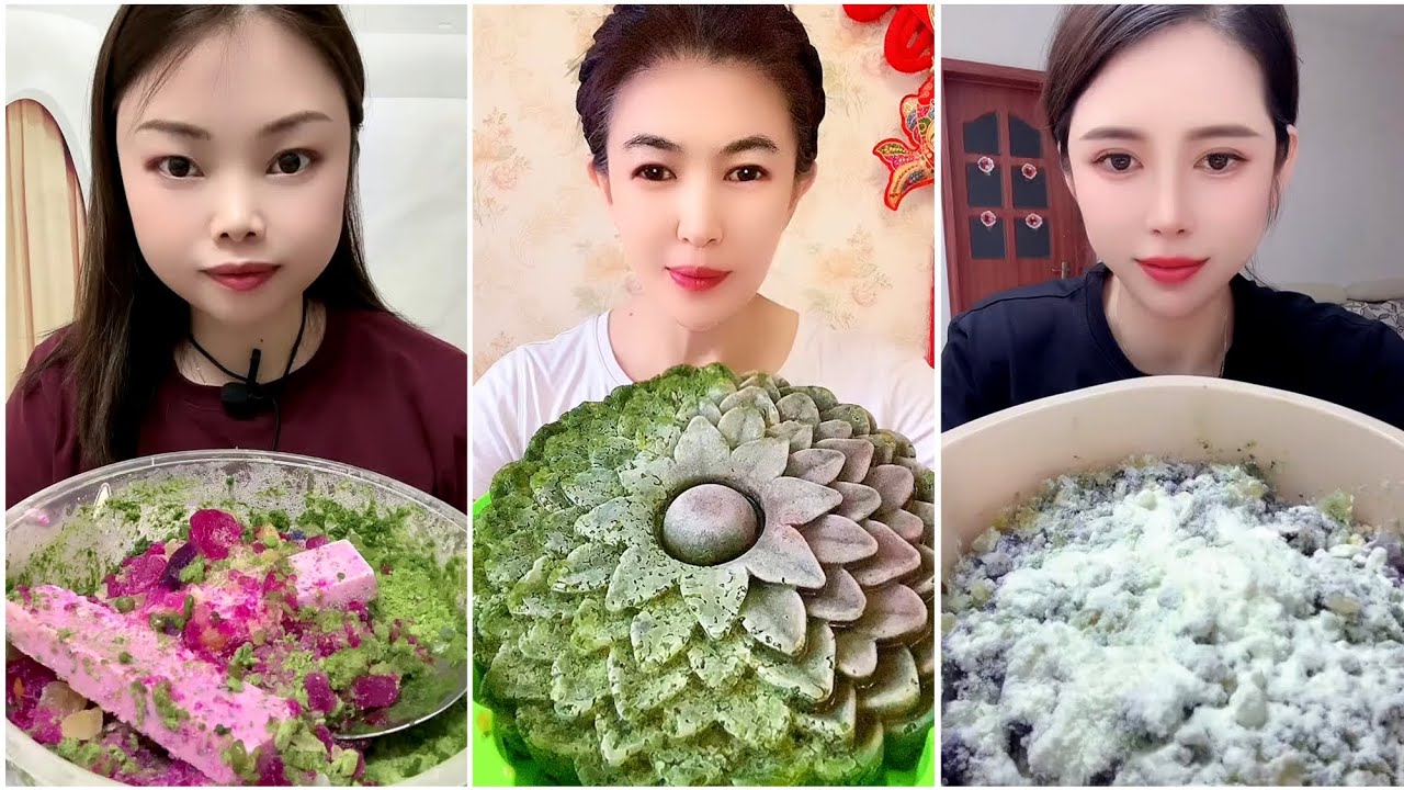 ASMR ICE EATING with MATCHA and MILK POWDER with PASSION FRUIT 