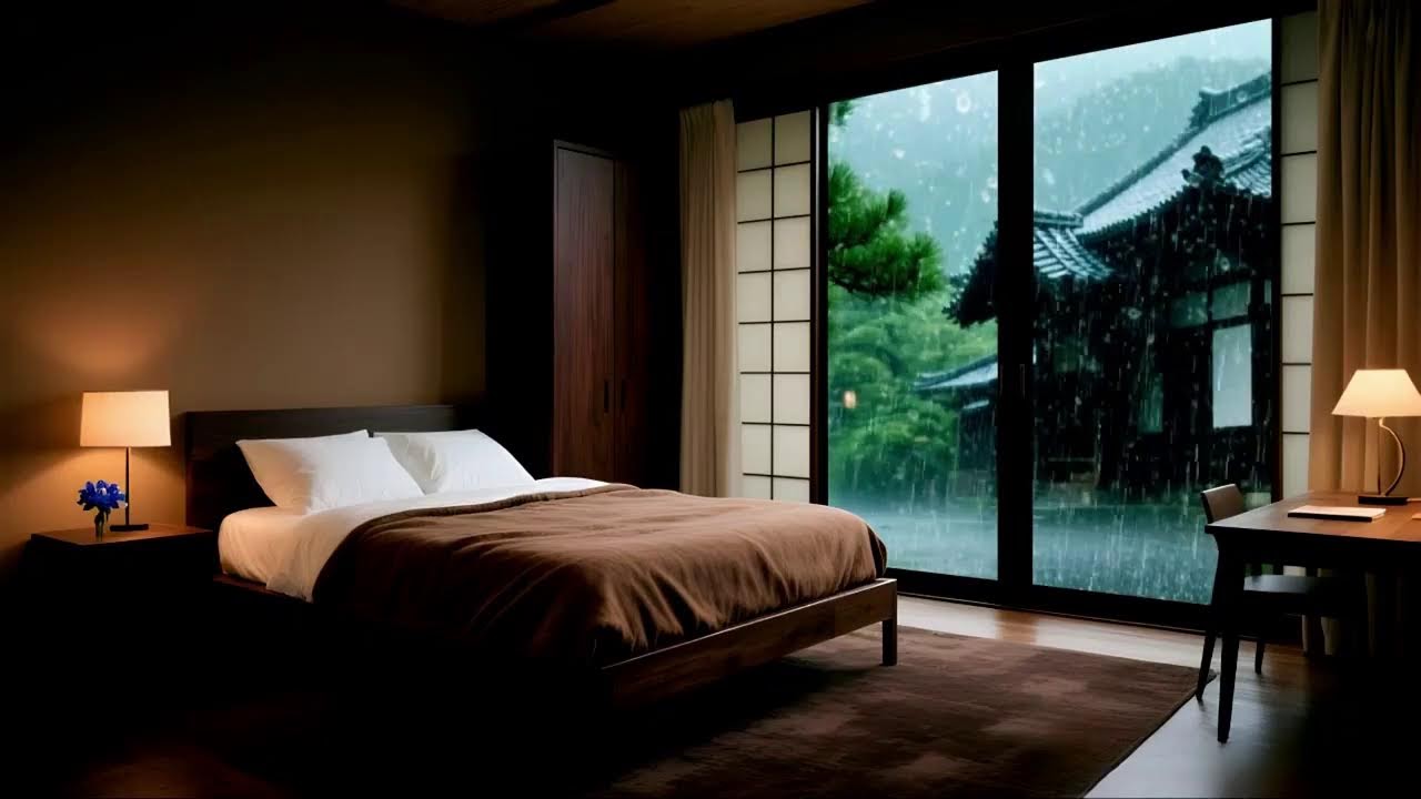 Peaceful Night Rain 🌙🌧️ Deep Sleep & Stress Relief Soft Piano Music