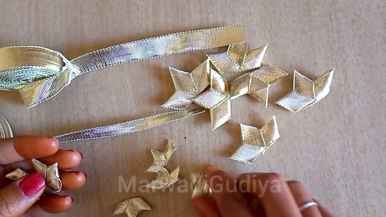 गोटा पत्ती के दिवा फूल कैसे बनाये । Gota Leaves Making Half Star @MarwadiGudiya