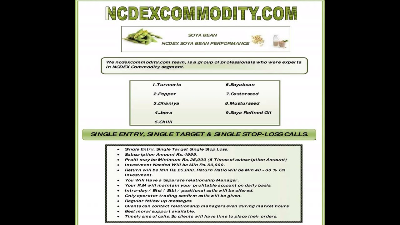Ncdex Commodity Tips
