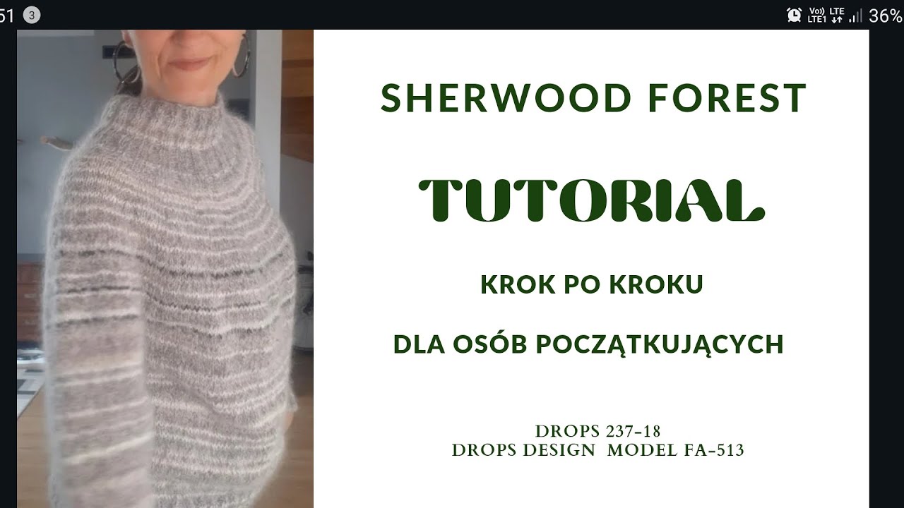 #99 Sweter Sherwood Forest. Tutorial dla osób początkujących, model fa-513, Drops 237-18