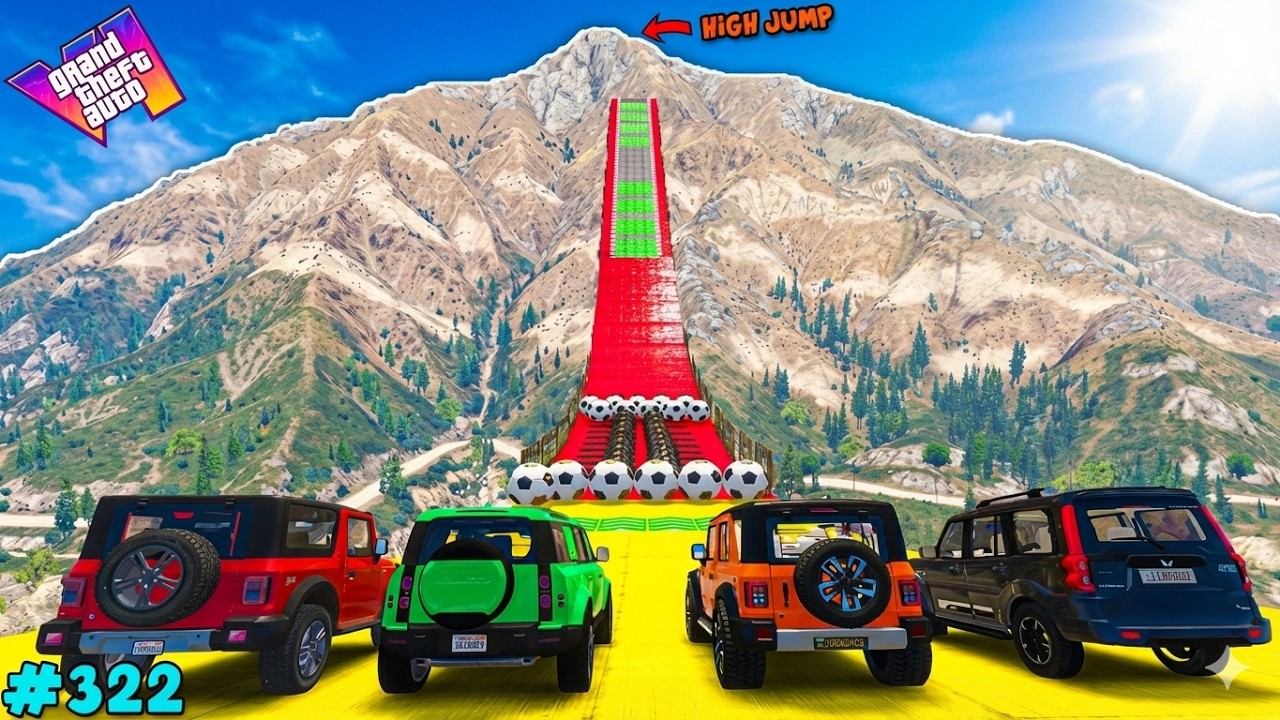How Franklin Survive The Great Mount Chiliad High Jump Ramp Challenge GTA5 #megarampchallenge