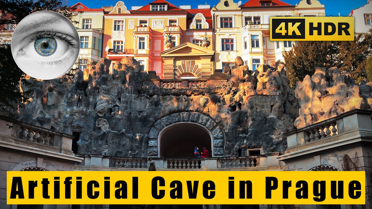 The Artificial Cave in Prague 🌳 Havlíček Gardens, Grébovka 🍇 Vinohrady  🇨🇿 Czechia 4k HDR Walking