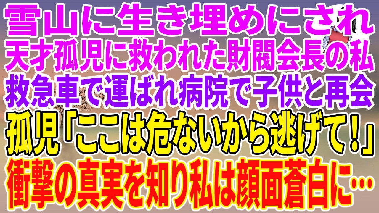 【スカッとする話】雪山に生き埋めにされ天才孤児に救われた財閥会長の私。救急車で運ばれ病院で子供と再会。孤児「ここは危ないから逃げて！」衝撃の真実を知り私は顔面蒼白に…【朗読】【スカッと】