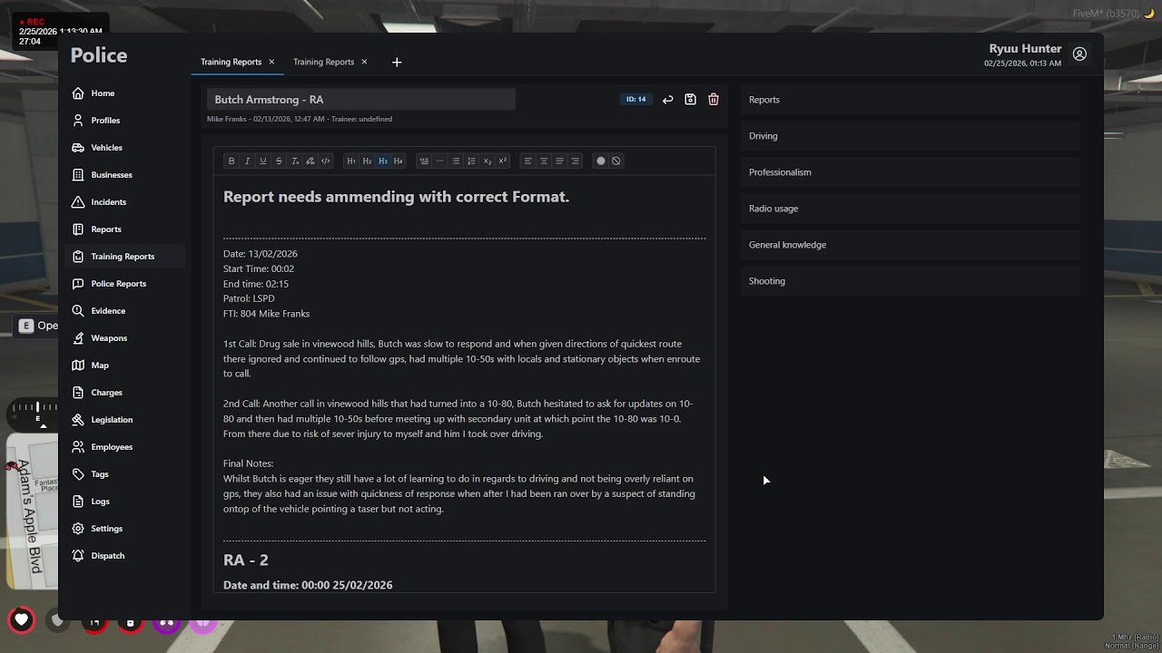 Redline RP - Officer Hunter at your service - Catching them Criminals - REDLINE 2.0