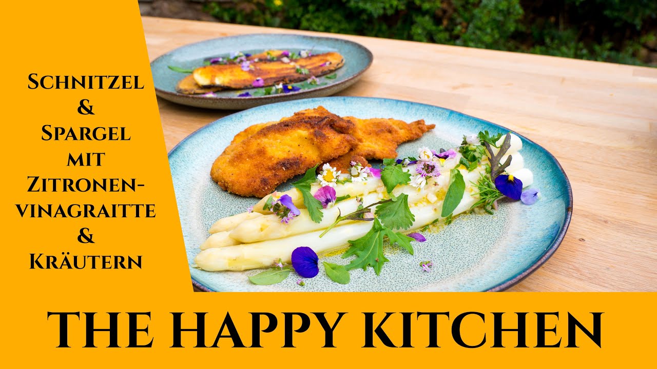 Schnitzel & Spargel mit Zitronenvinaigrette & Kräutern, Einkehr beim Winzer