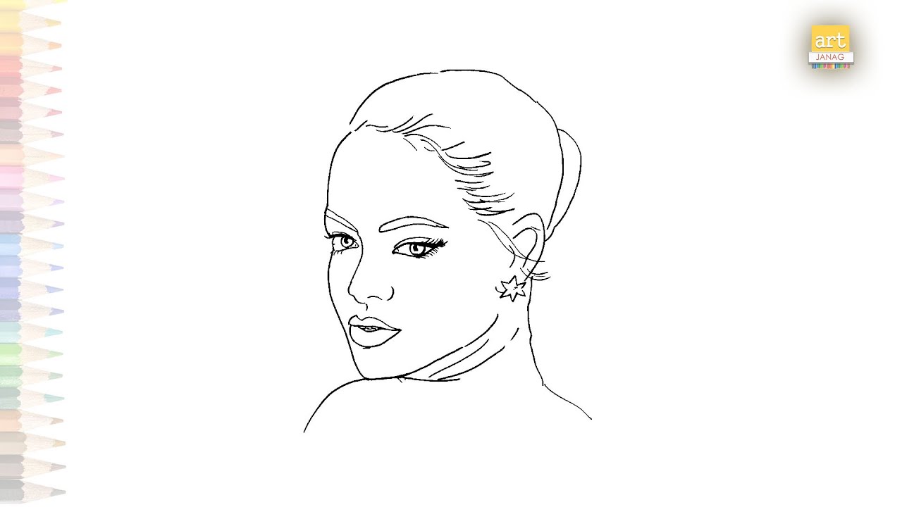 Rihanna portrait sketch | Outline drawings | How to draw Rihanna step by step | #artjanag #easy