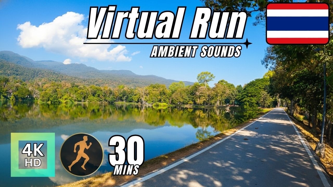 Virtual Run 4k. Chiang Mai Sunrise. Thailand. Treadmill Workout Scenery.
