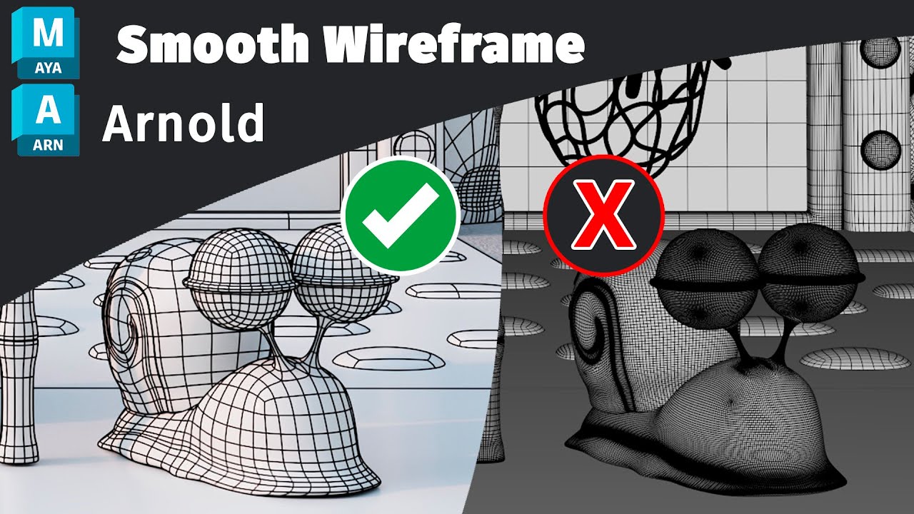 How to render a smooth wireframe with Arnold | Render Wireframe | Autodesk Maya | MtoA | 002