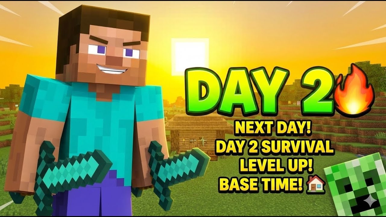 Minecraft Day 2 – Can I Survive Again? 😱 | Next Day Adventure Begins!