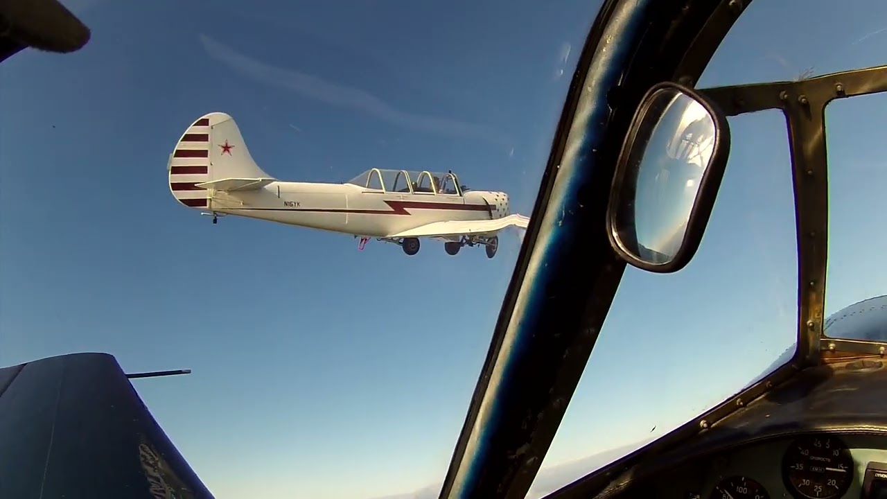 2-Ship Yak-52 Formation Aerobatics (Brandon-lead, Todd-Wing) Experimenting with Trail Aerobatics