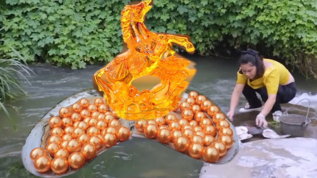 The Pearl Pirate discovered gold pearls in the clam shell and opened them all to reveal gold pearls