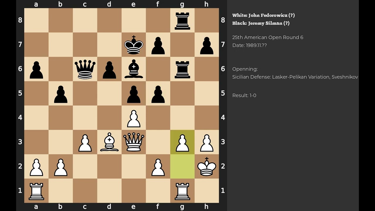 John Fedorowicz - Jeremy Silman | Sicilian Defense | 1989