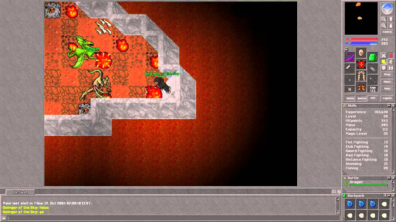 Tibia [7.3] Level 20 mage solo Dragon
