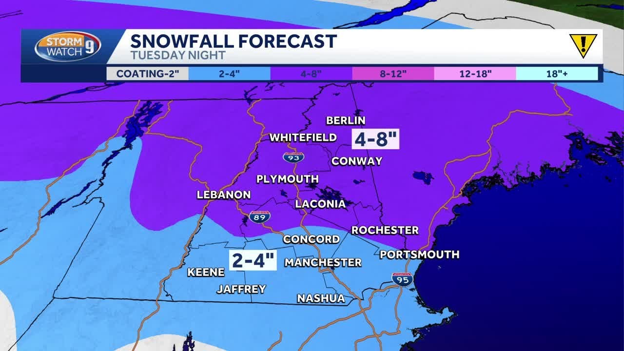 Video: Light snow expected Tuesday evening across New Hampshire