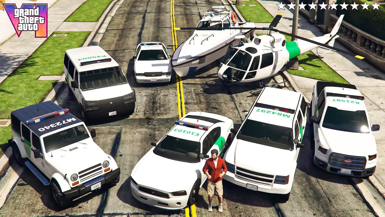 GTA V - Michael Stealing GTA 6 Based Miami Border Patrol Vehicles in GTA V! | (GTA V roleplay)