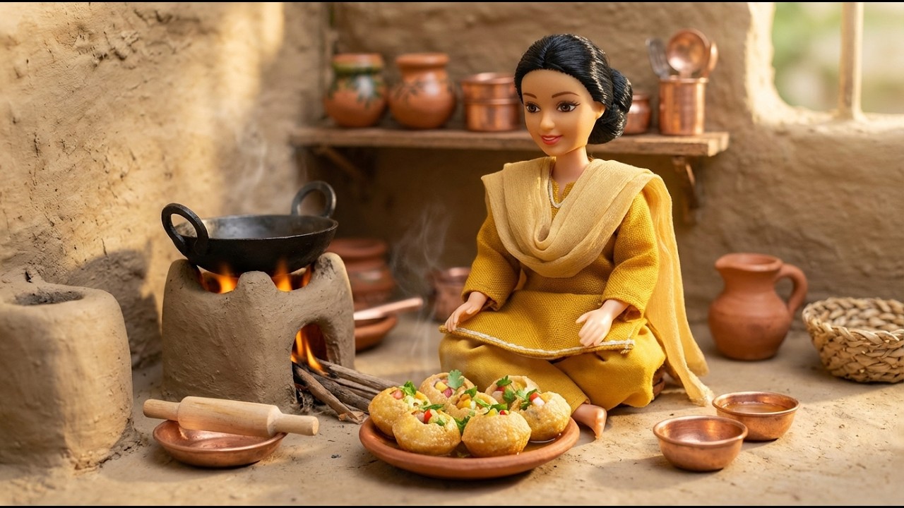 Miniature Pani Puri Making  Tiny Cooking  Silent asmr
