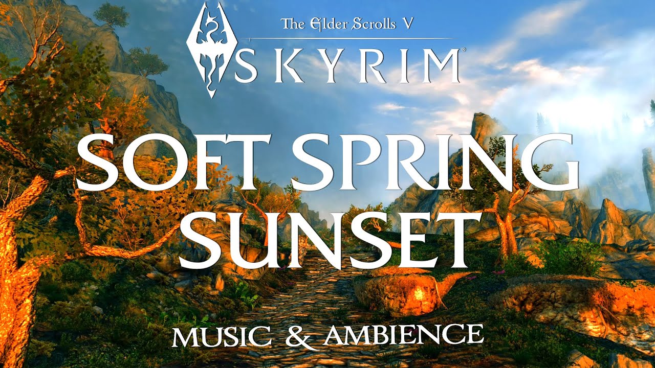 Soft Spring Sunset in Skyrim | Calm Early Spring Atmosphere | Elder Scrolls Ambience