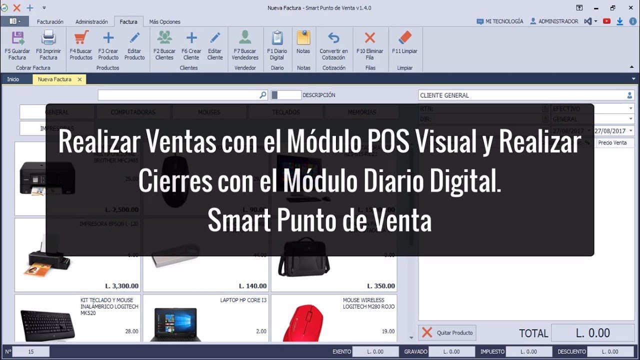 Realizar Ventas con el Módulo POS Visual y Realizar Cierres con el Módulo Diario Digital.