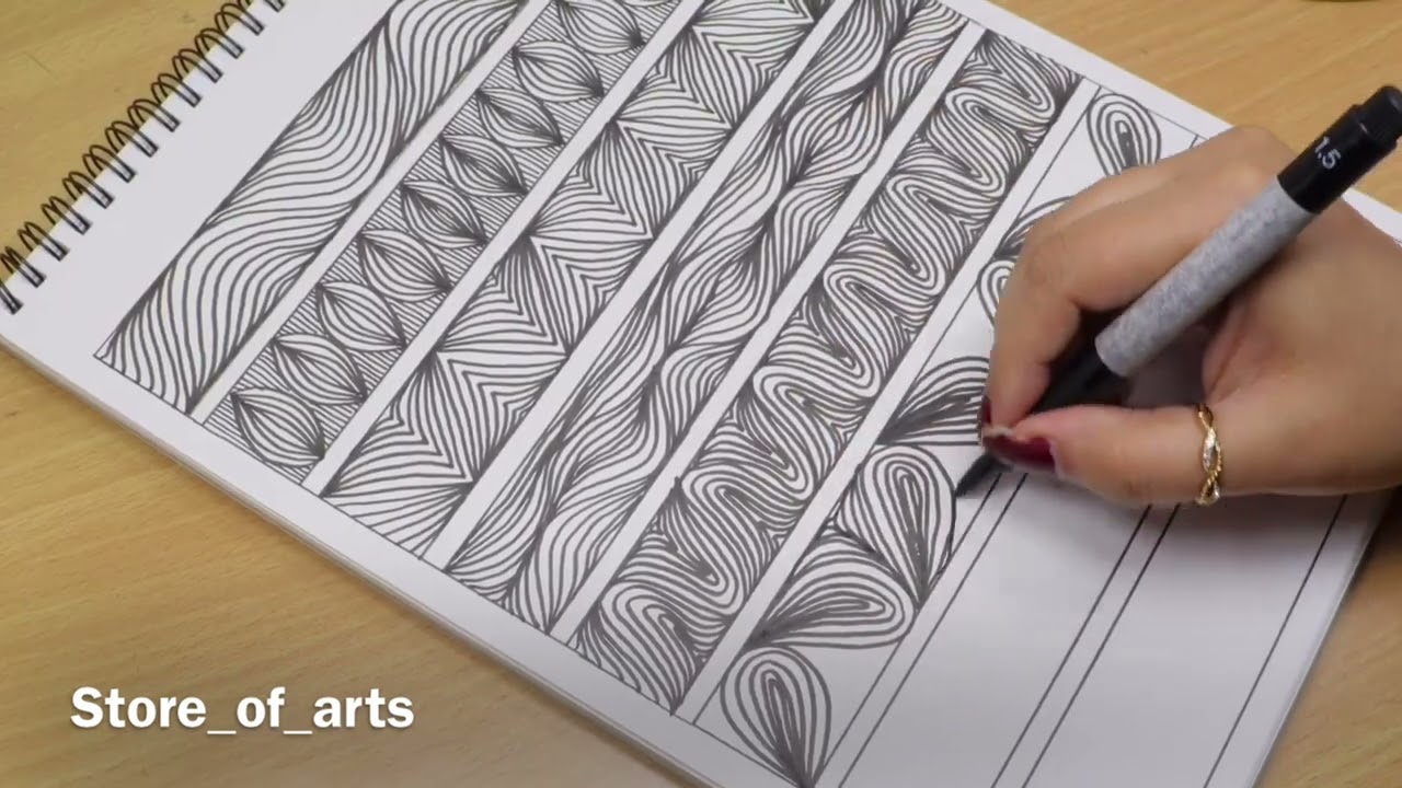 8 Easy Optical illusion Border designs/drawings/abstract patterns/zentangle patterns for beginners