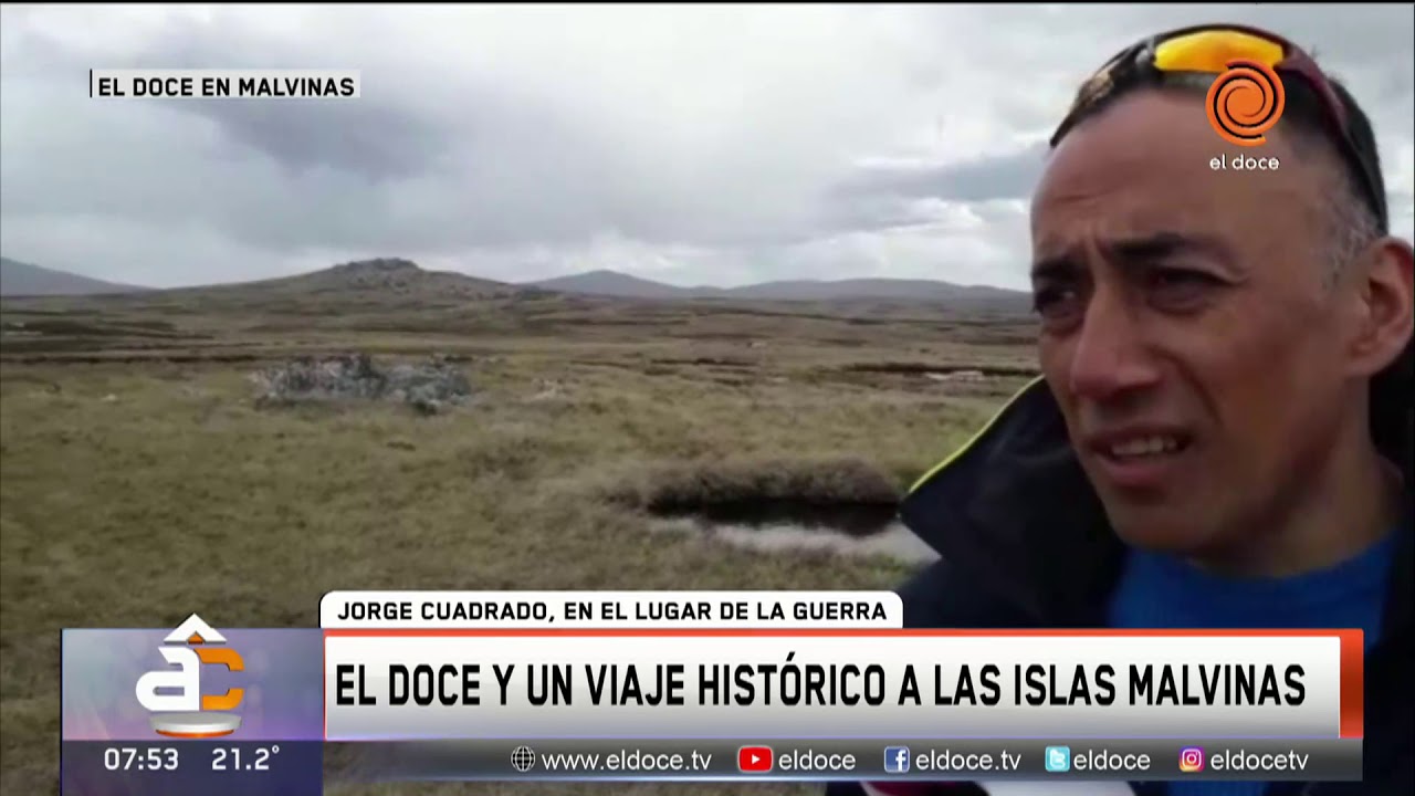 Jorge Cuadrado en el campo de batalla de la Guerra de Malvinas