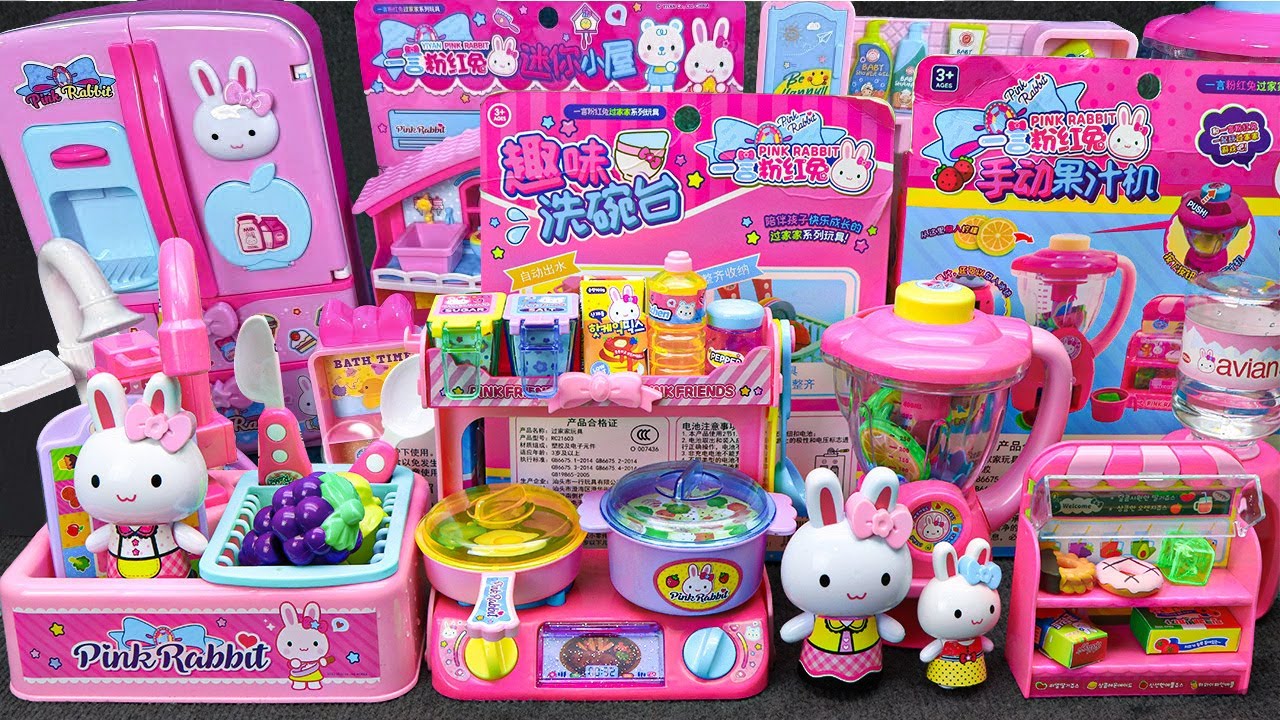 8 Minutes Satisfying with Unboxing Cute Pink Rabbit Mini Furniture Toys Collection Review Toys |ASMR