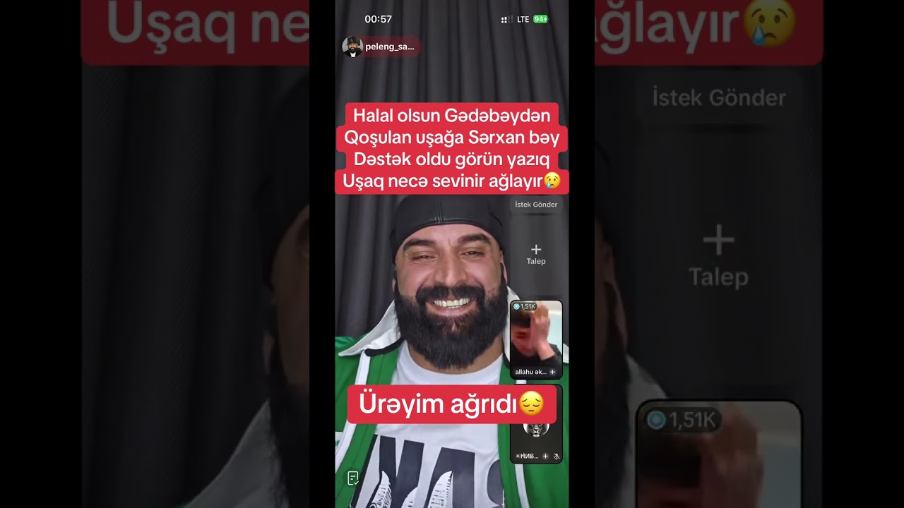Pələng Sərxan Halal olsun Gədəbəydən Qoşulan uşağa Dəstək oldu görün yazıq Uşaq necə sevinir 