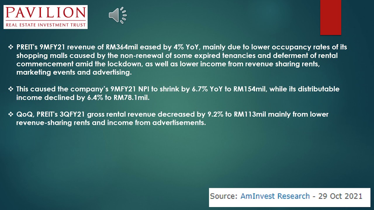 Pavilion REIT -  Gearing up for year end peak - (Suitable for long term investors)