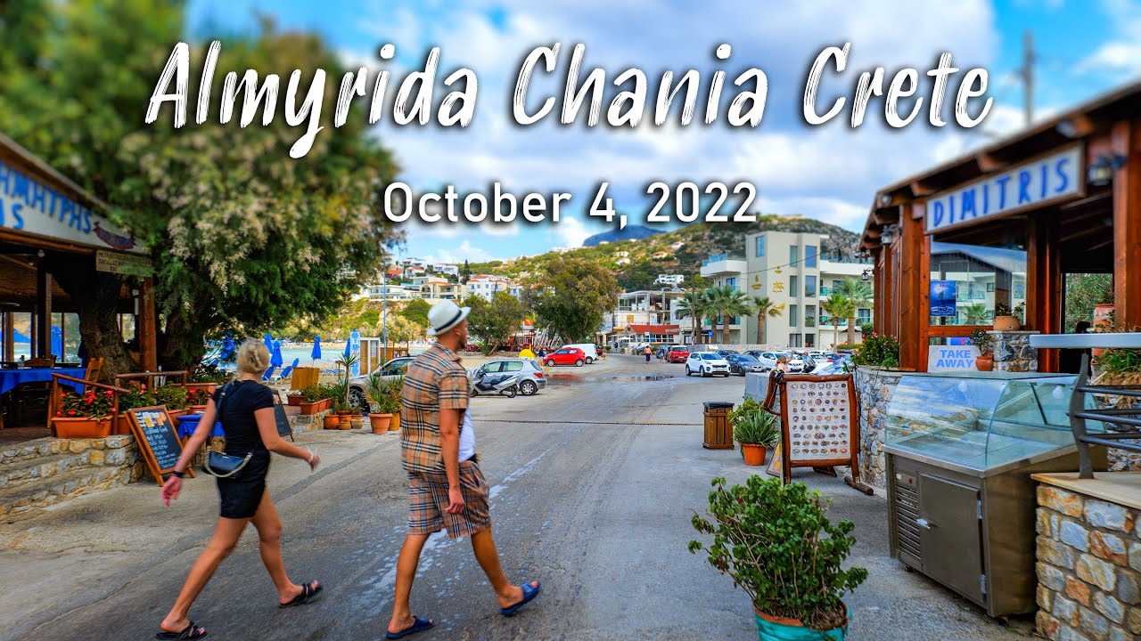 Almyrida Crete, walking tour 4k, Greece 2022