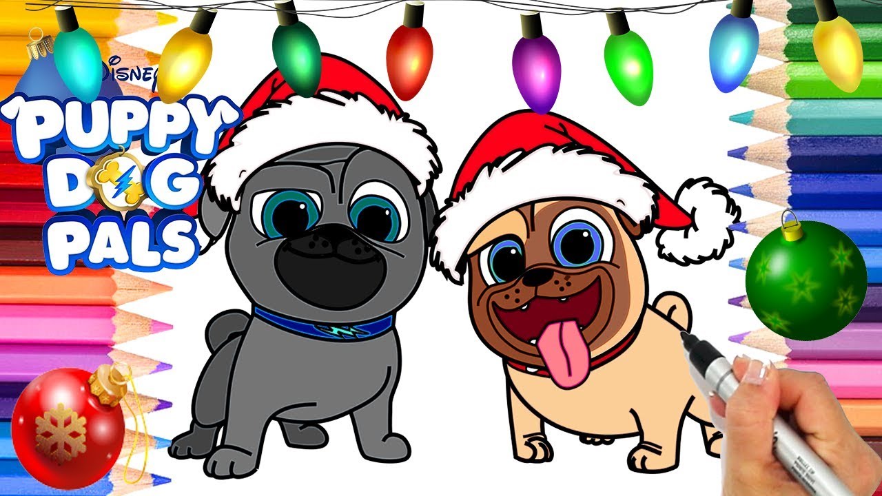 Puppy Dog Pals Christmas Coloring Page | Rolly and Bingo Disney Jr. | Puppy Dog Pals Coloring Book |