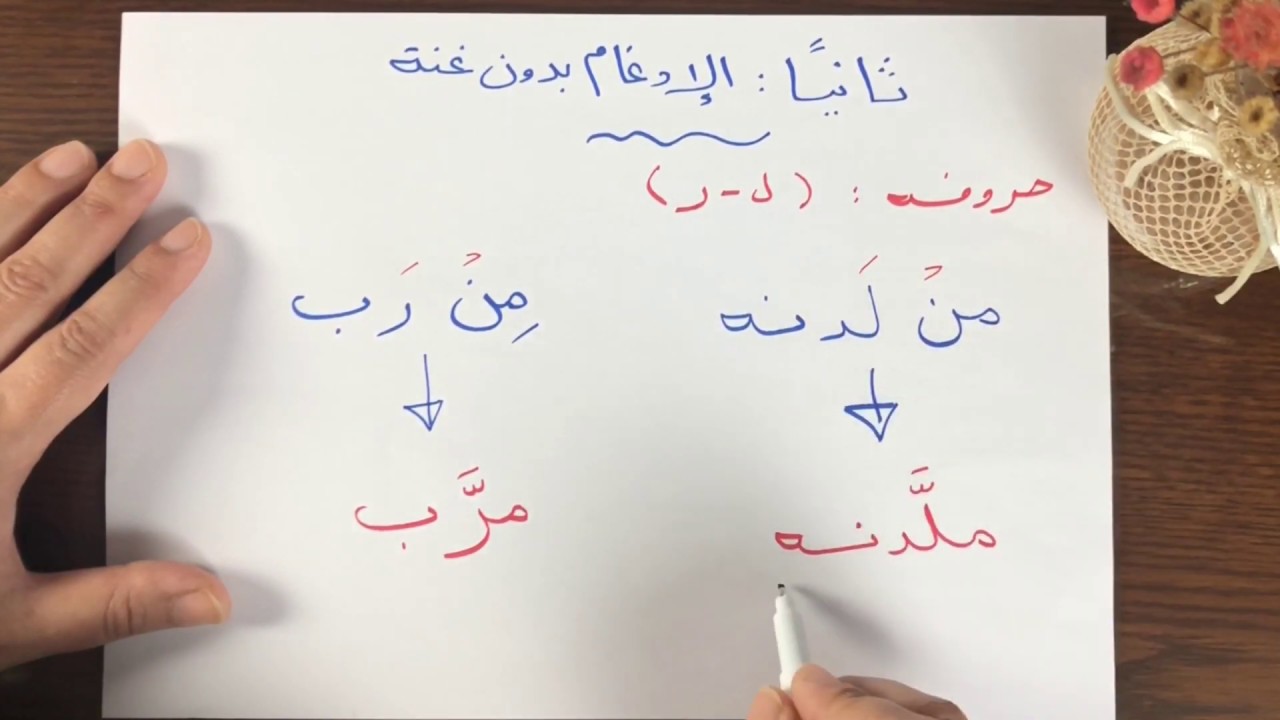 الدرس 1️⃣0️⃣ ٢- الإدغام بدون غنة ؛لماذا جاء الإدغام بغنة في حروف ينمو بينما اللام والراء بدون غنة ؟؟