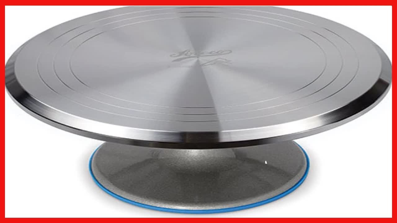 Ateco Revolving Cake Decorating Stand Aluminum Turntable and Base, 12-Inch Round