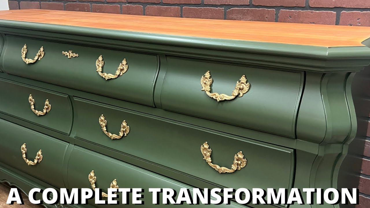 HOW TO completely TRANSFORM a solid wood DRESSER SET \\ LAUREL WOODS PAINT \\ FURNITURE flipping
