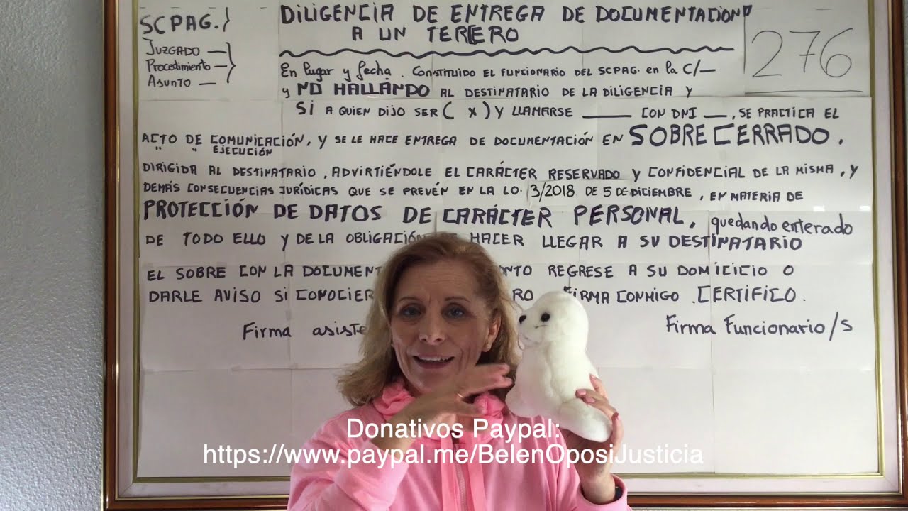 276.-DILIGENCIA DE ENTREGA DE DOCUMENTACIÓN A UN TERCERO