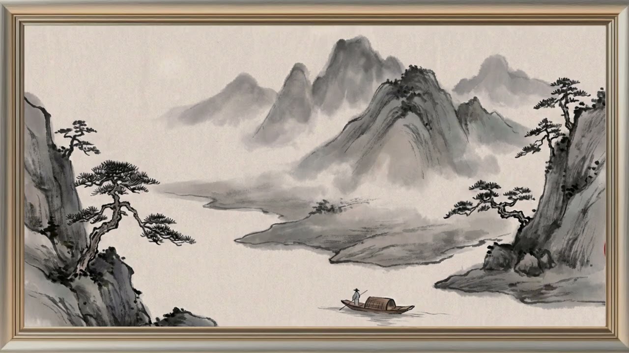 Black White & Gold Mountain Landscape Wallpaper:💞 Frame TV Art Screensaver
