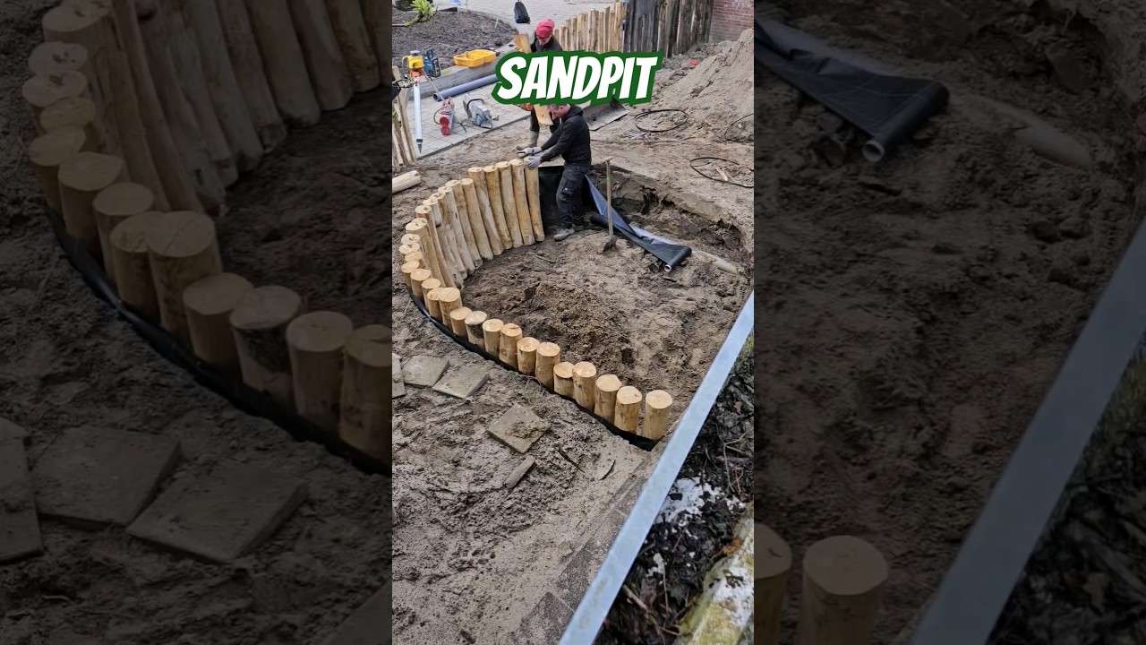 Making a sandpit from wooden logs #sandpit #logs #satisfying #wood