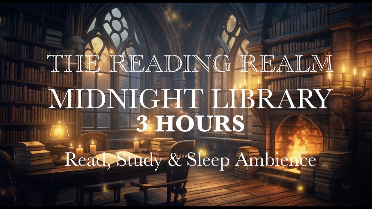 Midnight Library with Rain, Fire & Pages 📚🌙  Fantasy Ambience for Reading, Study & Sleep (3 Hours)