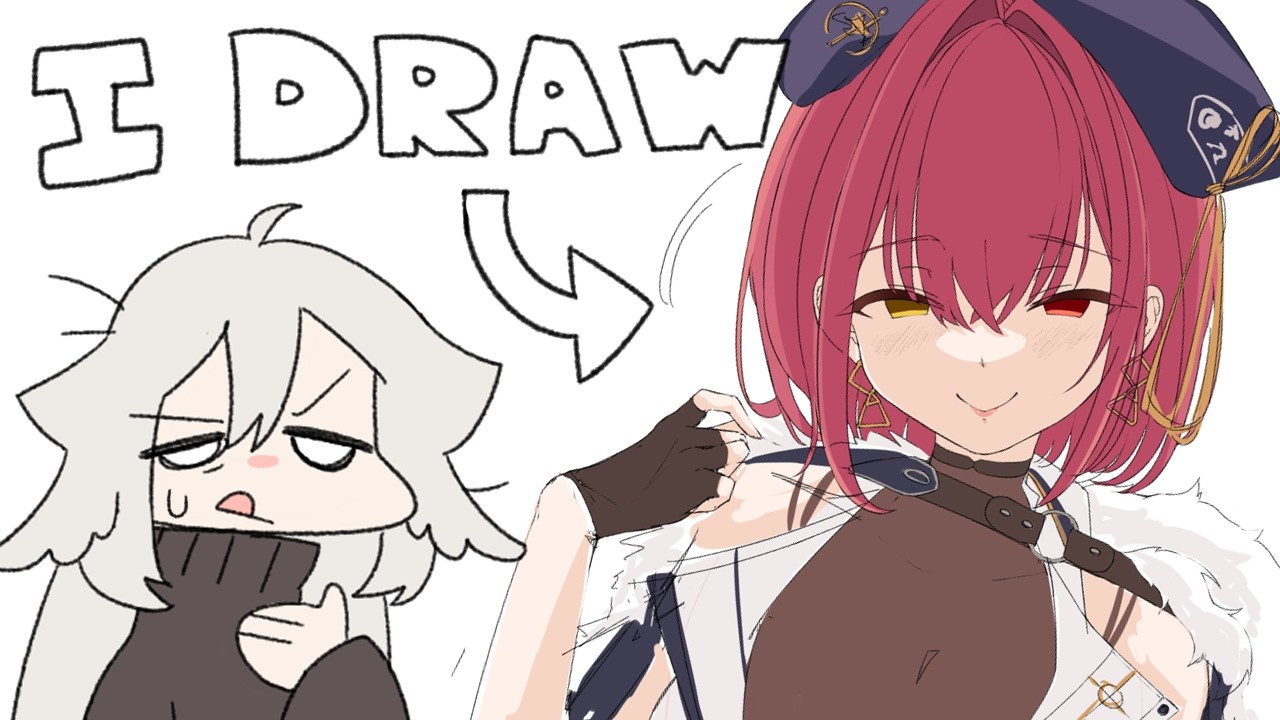 you. me. ART.  [ drawing houshou marine ]