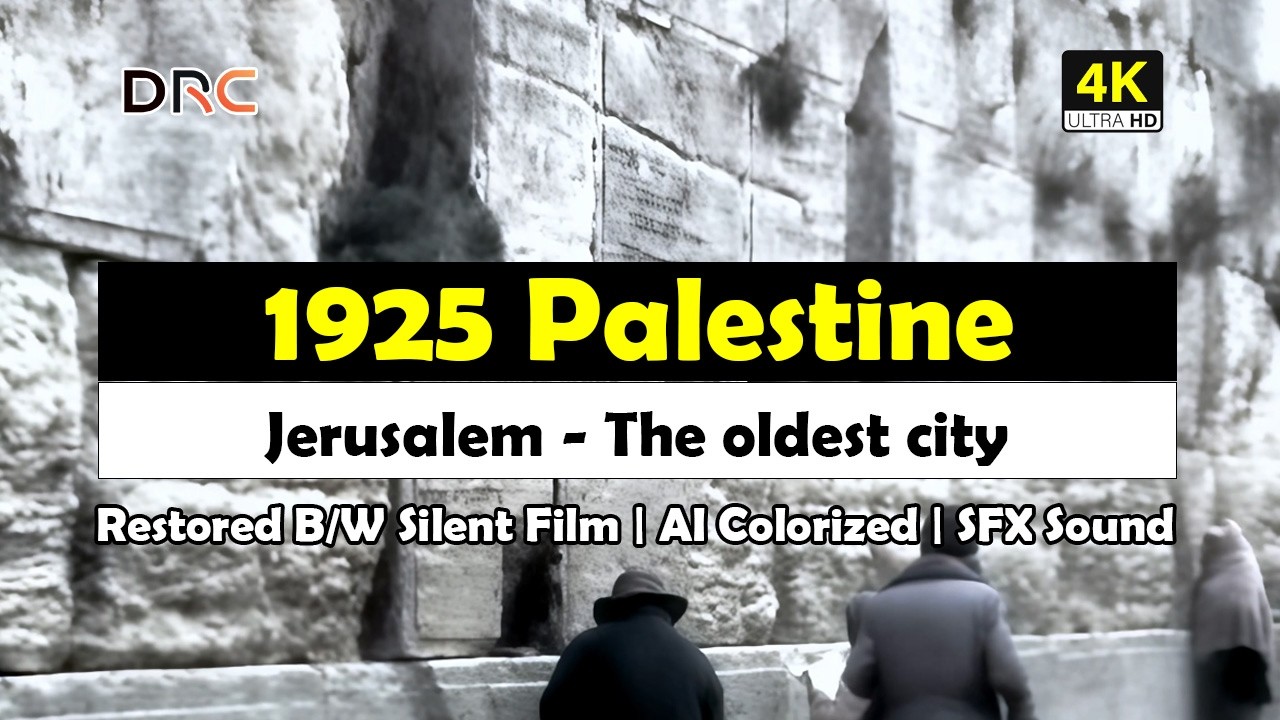 1925 Jerusalem. Silent Black & White Footage Restored in 4K,  AI Colorized, Color Grade, Neural SFX