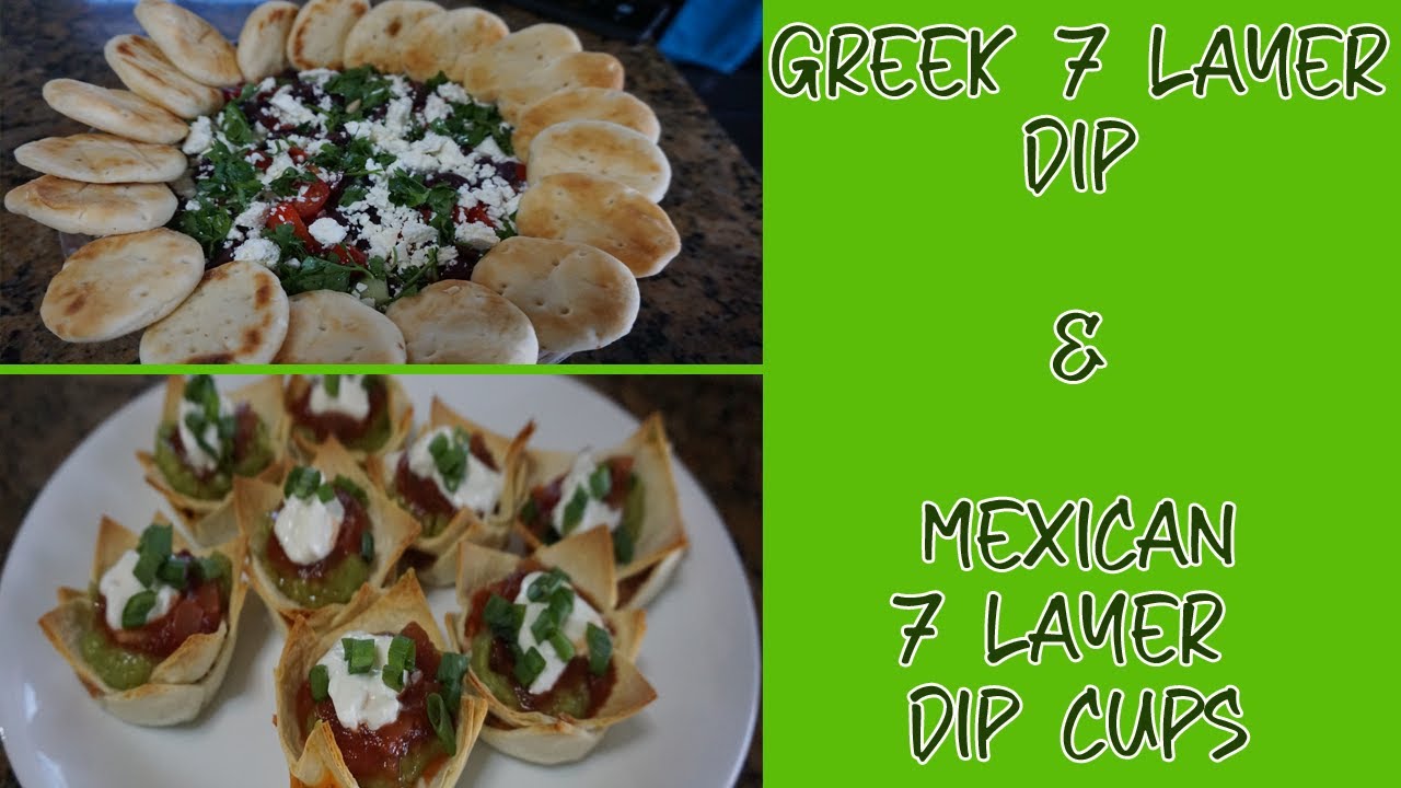 Greek 7 Layer Dip and Mexican 7 Layer Dip Cups