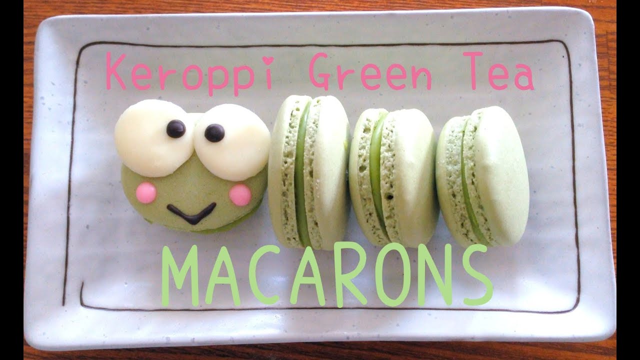 Keroppi Green Tea Macarons recipe♡けろっぴ抹茶ホワイトチョコマカロン