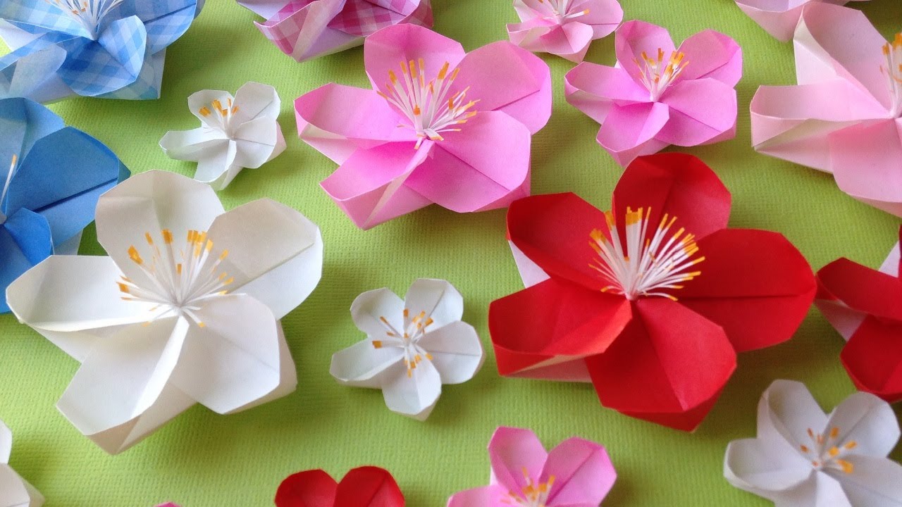 折り紙 梅の花 立体 折り方 Origami plum flower tutorial（niceno1）