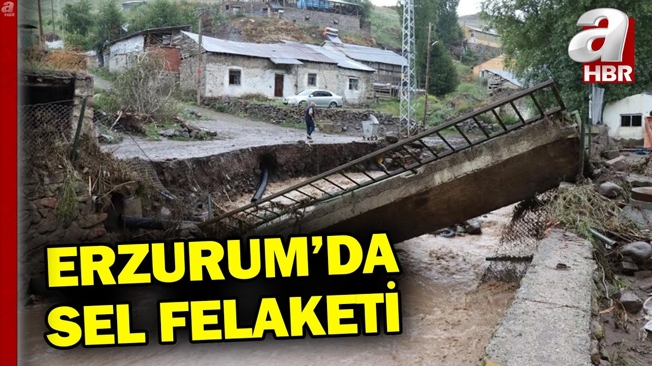 Erzurum'da sel felaketi! 15 ev ve birçok ahır yıkıldı | A Haber
