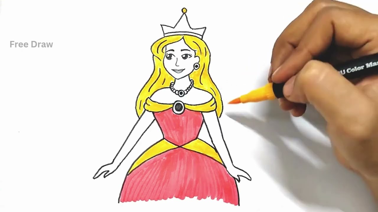 Easy and Cute Princess drawing step by step || how to draw Disney Princess simple